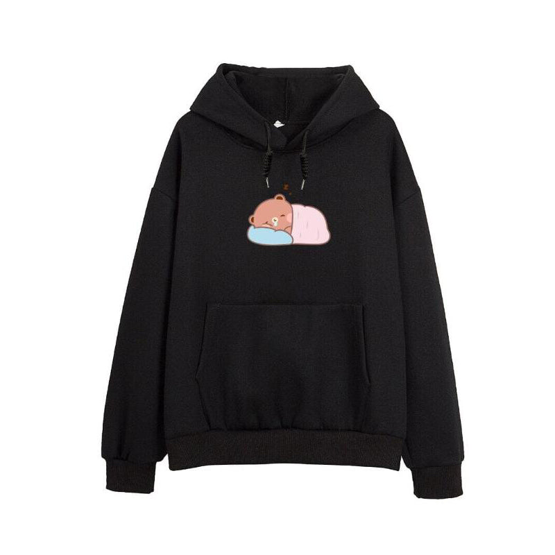 Cute Bear Print Korean Style Women's Soft Hoodie