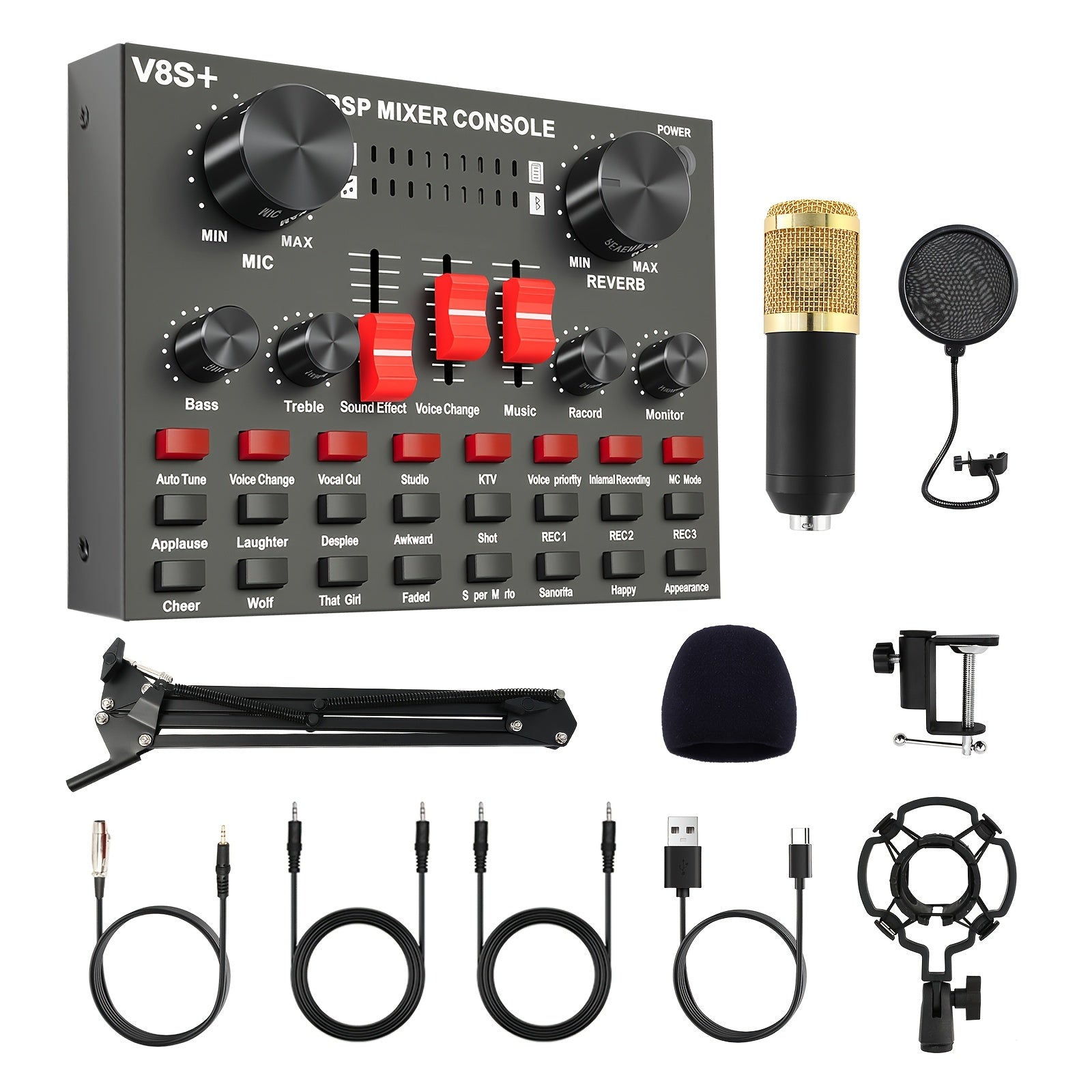 Portable Home Studio Recording Kit with Condenser Microphone and Audio Mixer for Smartphone and Tablet (No Adapter Included)