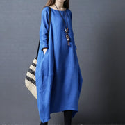 Plus-size Loose-fit Cotton-linen Dress for Women