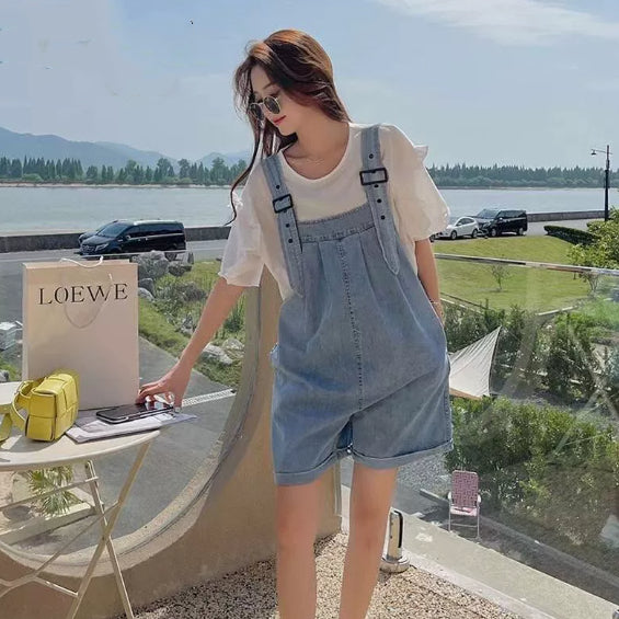 Women's Trendy Denim Overalls Shorts Versatile Casual Romper