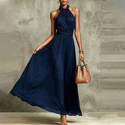 Elegant Summer Halter Neck Sleeveless Printed Long Dress