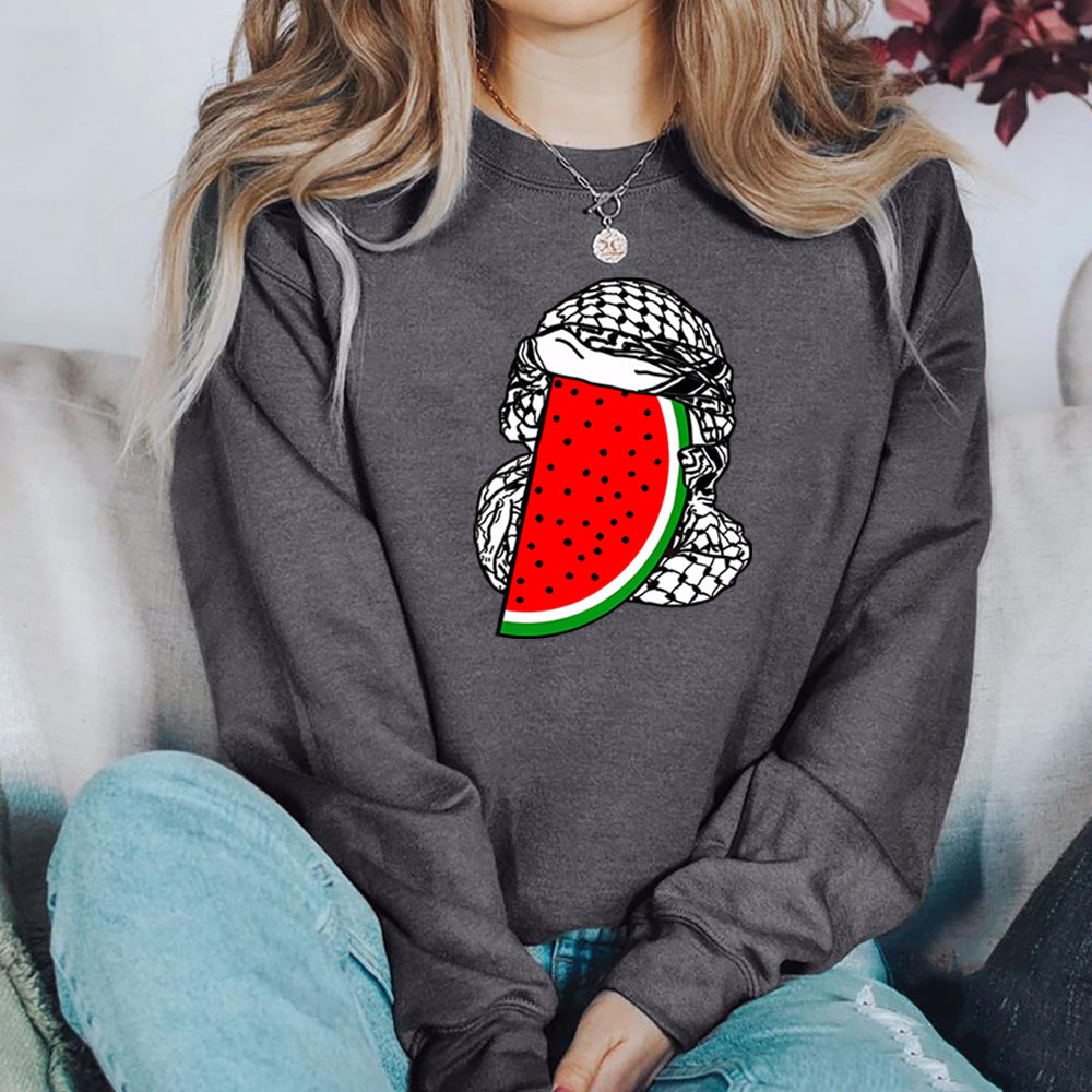 Women's Casual Watermelon Print Long Sleeve Pullover