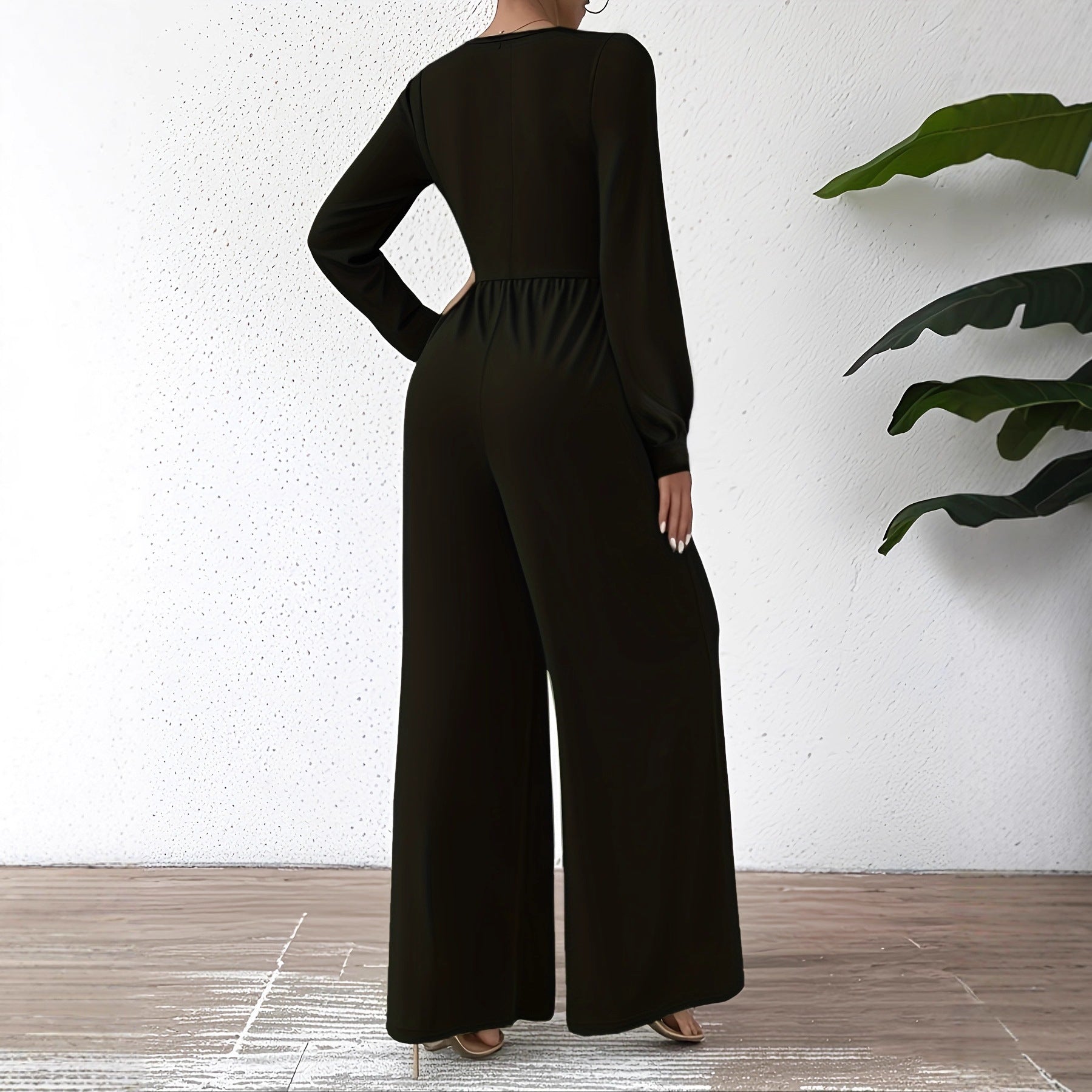 Elegant V-Neck Cross-Tie Waist Jumpsuit for Women