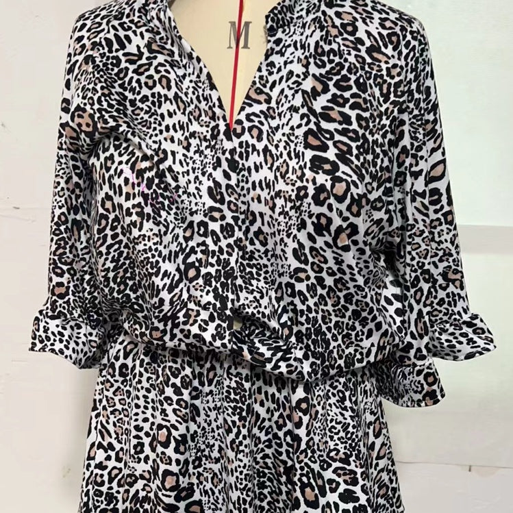 Chic Women's Leopard Print Romper Fashion Jumpsuit