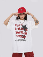 Men's Casual Cotton Round Neck Letter Print T-Shirt