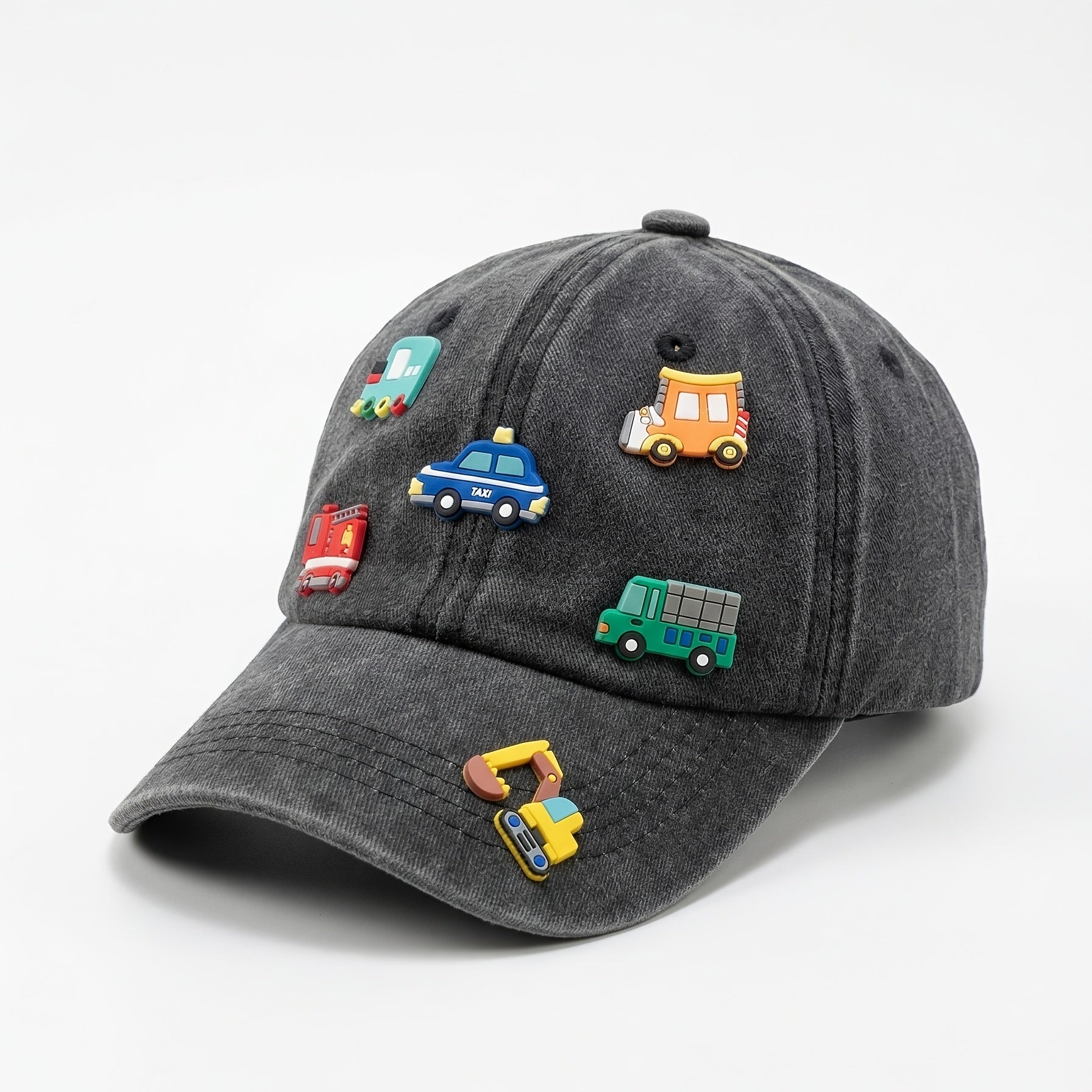 Boys Cartoon Car Baseball Cap, Four-Season Outdoor Sports Hat, Mountaineering and Hiking