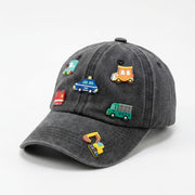 Boys Cartoon Car Baseball Cap, Four-Season Outdoor Sports Hat, Mountaineering and Hiking