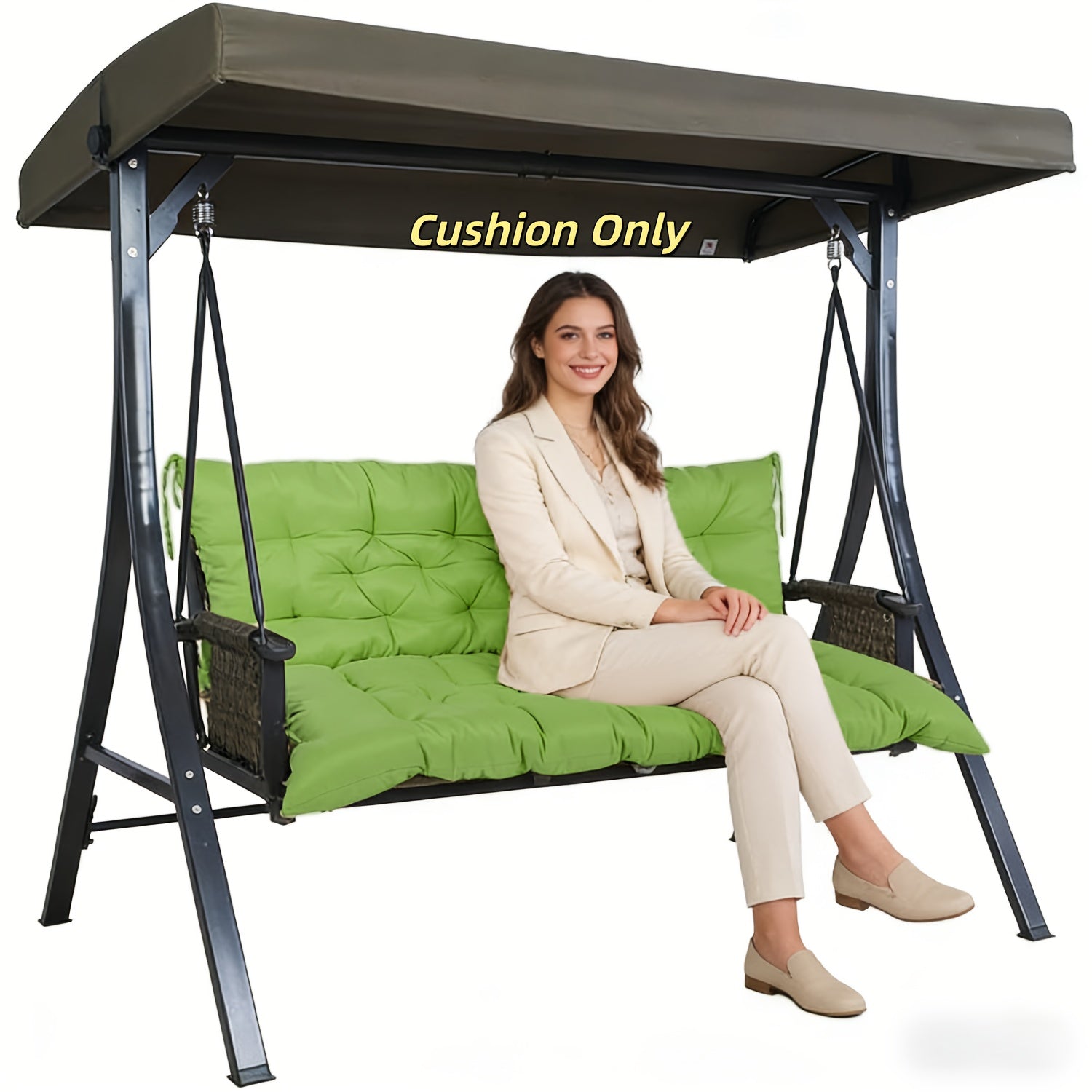 Replacement Cushions for 2-3 Seater Swings, Thick 4" Outdoor Porch Cushions, Waterproof Bench Cushions with Back Support for Garden Furniture