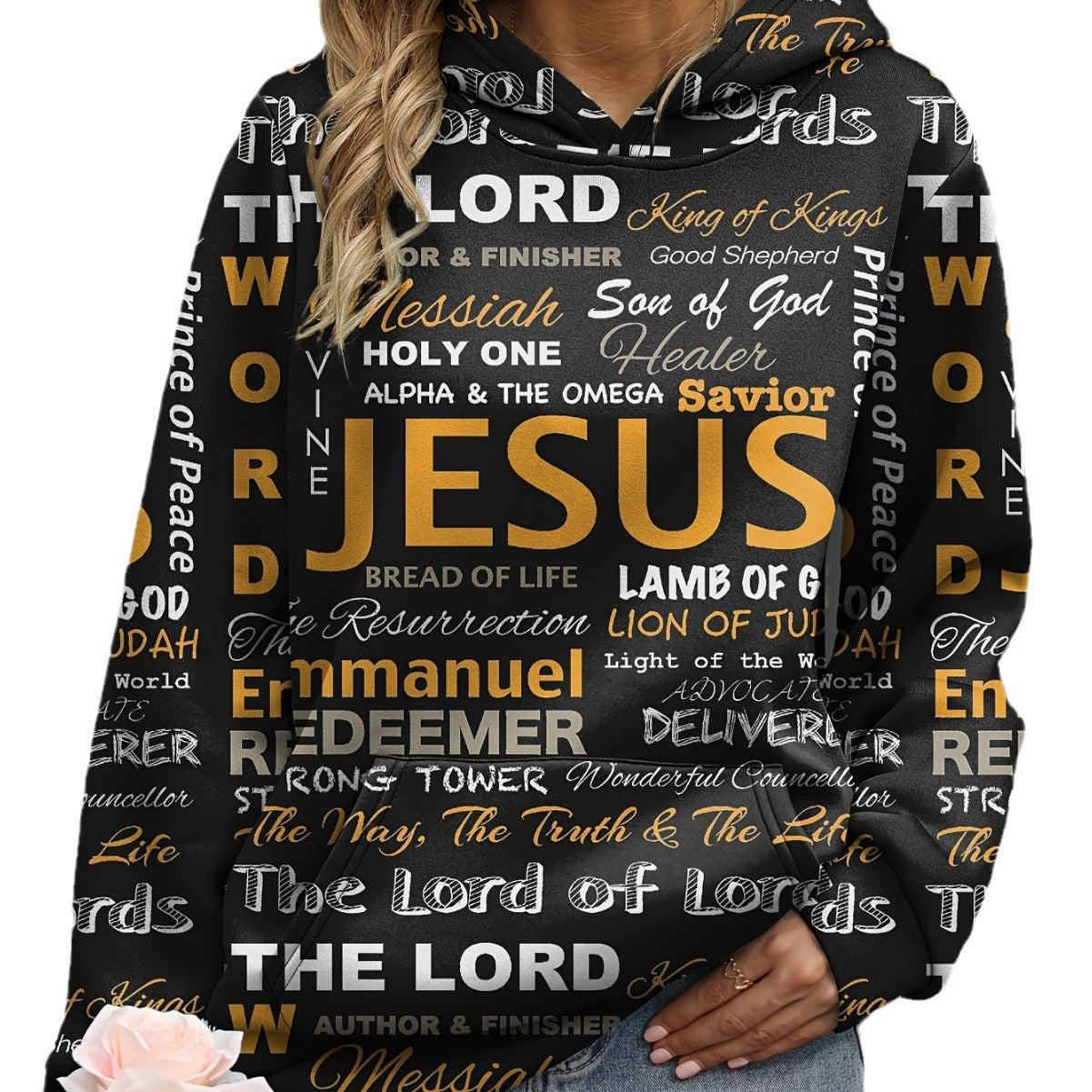 Letter Print Casual Kangaroo Pocket Hoodie