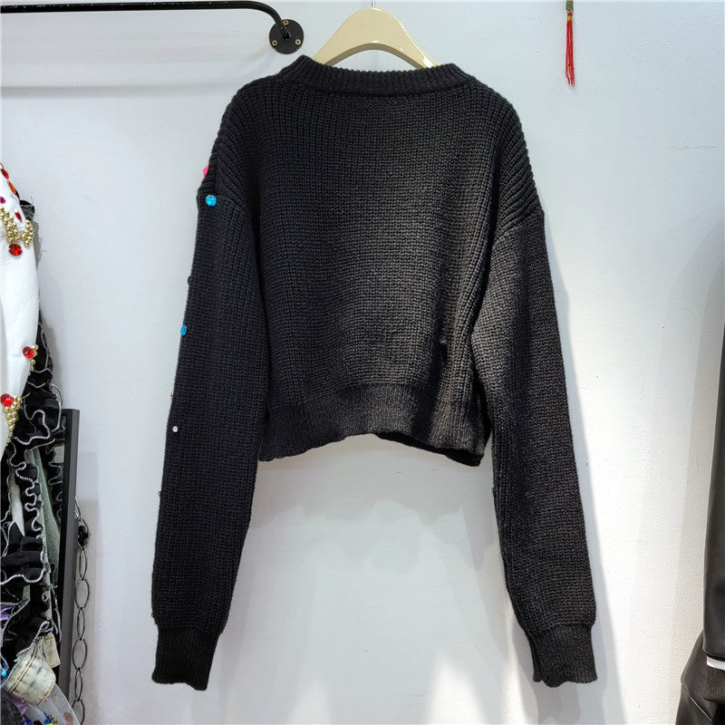 Sparkling Diamond Loose Knit Sweater for Women