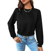 Women's Solid Long Sleeve Casual Pullover Hoodie