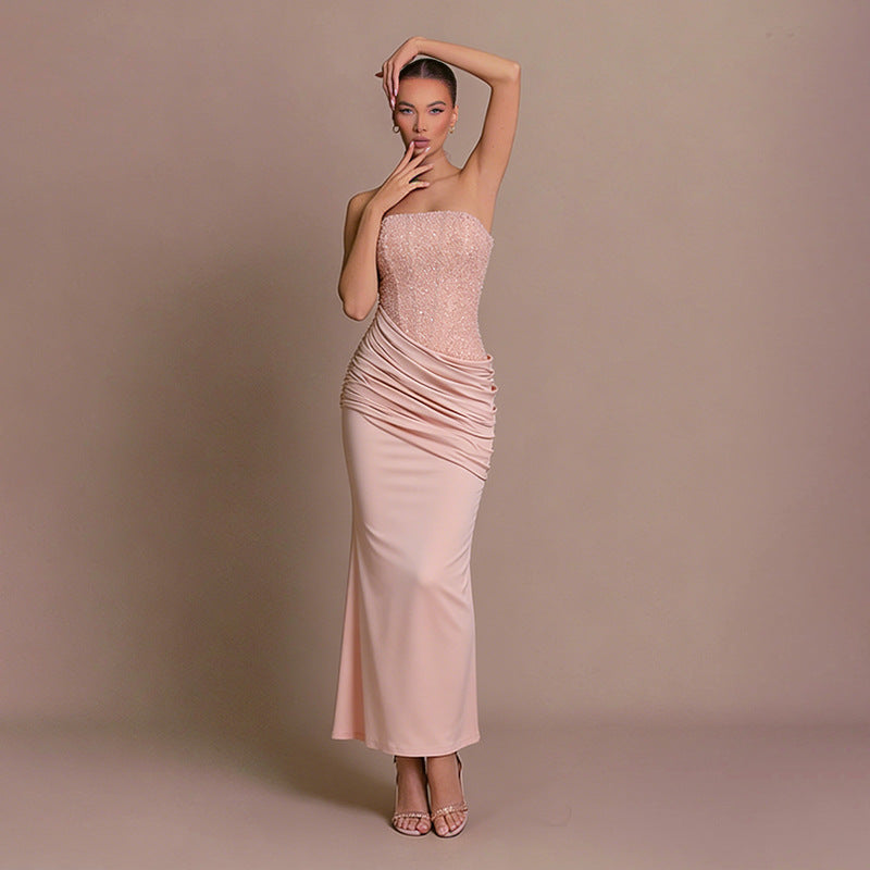Womens Strapless Textured Evening Gown
