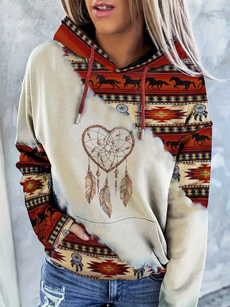 Ethnic Style Women's 3D Graphic Casual Sports Hoodie