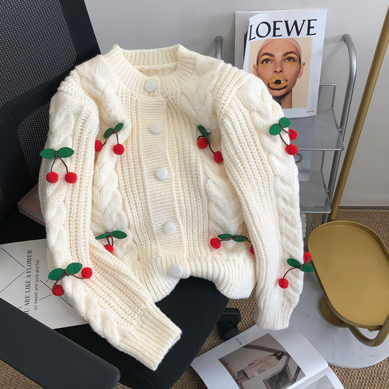 Cherry Younger Sweet Sweater Female Korean Loose and Lazy Style
