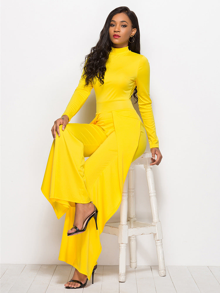 Elegant Long Sleeve Wide Leg Jumpsuit