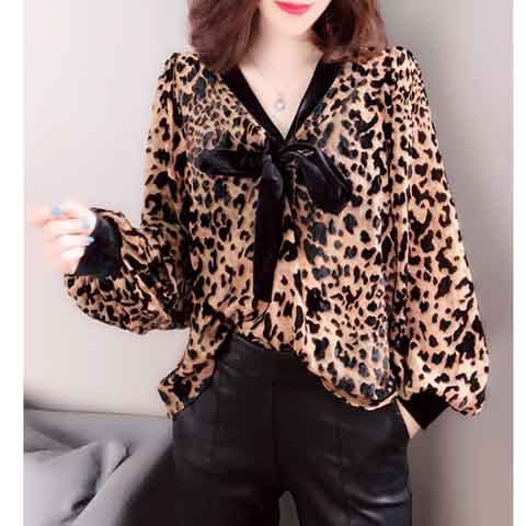 Loose Fashion Slimming Plus Size Chiffon Long Sleeve Shirt