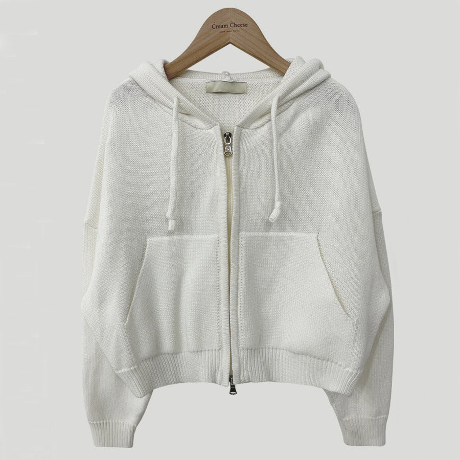 Chic Hooded Cardigan Sweater Jacket with Pockets