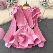Ruffled-waist Blouse For Women Niche Style
