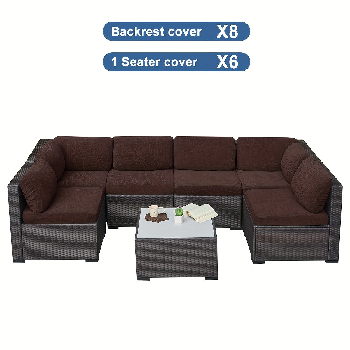 12/14pcs Stretch Large Leaf Jacquard Outdoor Terrace Cushion Covers Sofa Chair Covers Sofa Covers Pillow Covers Replacement Furniture Covers Suitable for Pets Washable