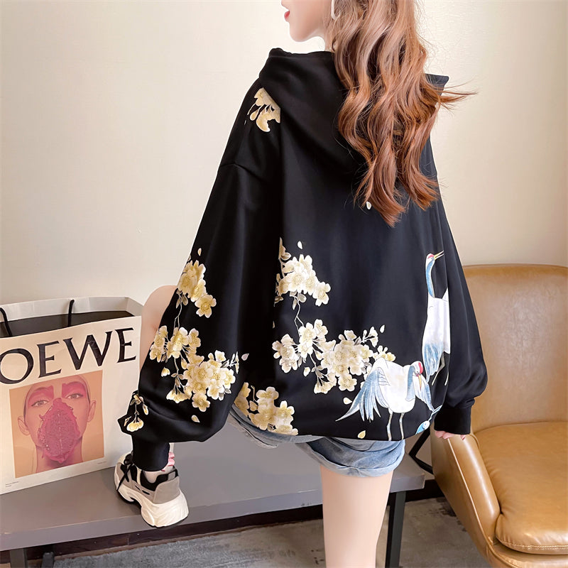 Korean Oversized Hooded Zip-Up Jacket