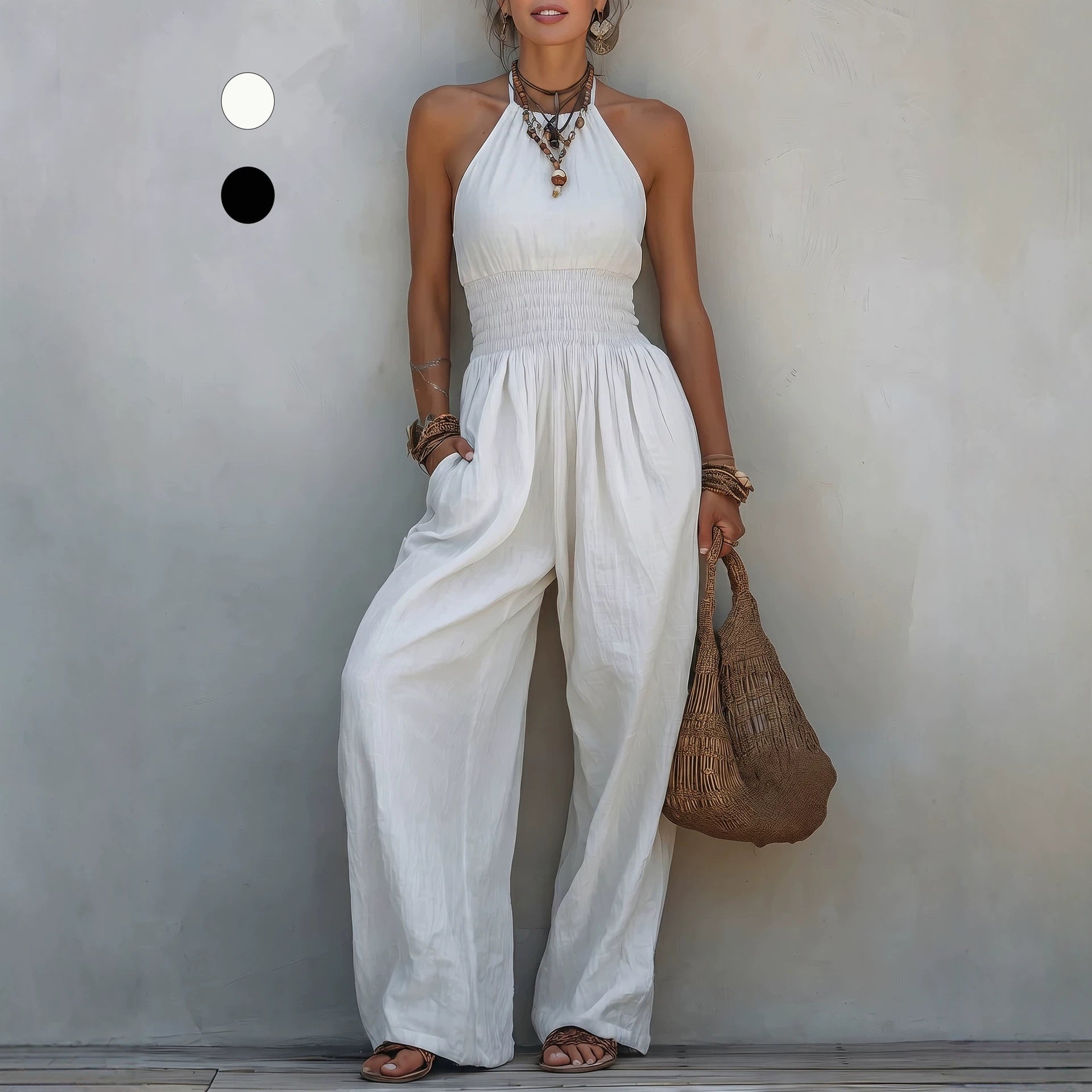 Casual Boho Wide-Leg Jumpsuit for Women