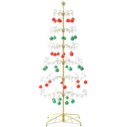 6 Ft Wrought Iron Christmas Tree Display Stand 6-Tiers Metal Ornament Holder Display Tree Gold Ornament Tree Stands with Wire Hanging Hooks for Halloween Christmas Balls Bauble Decorations Gift