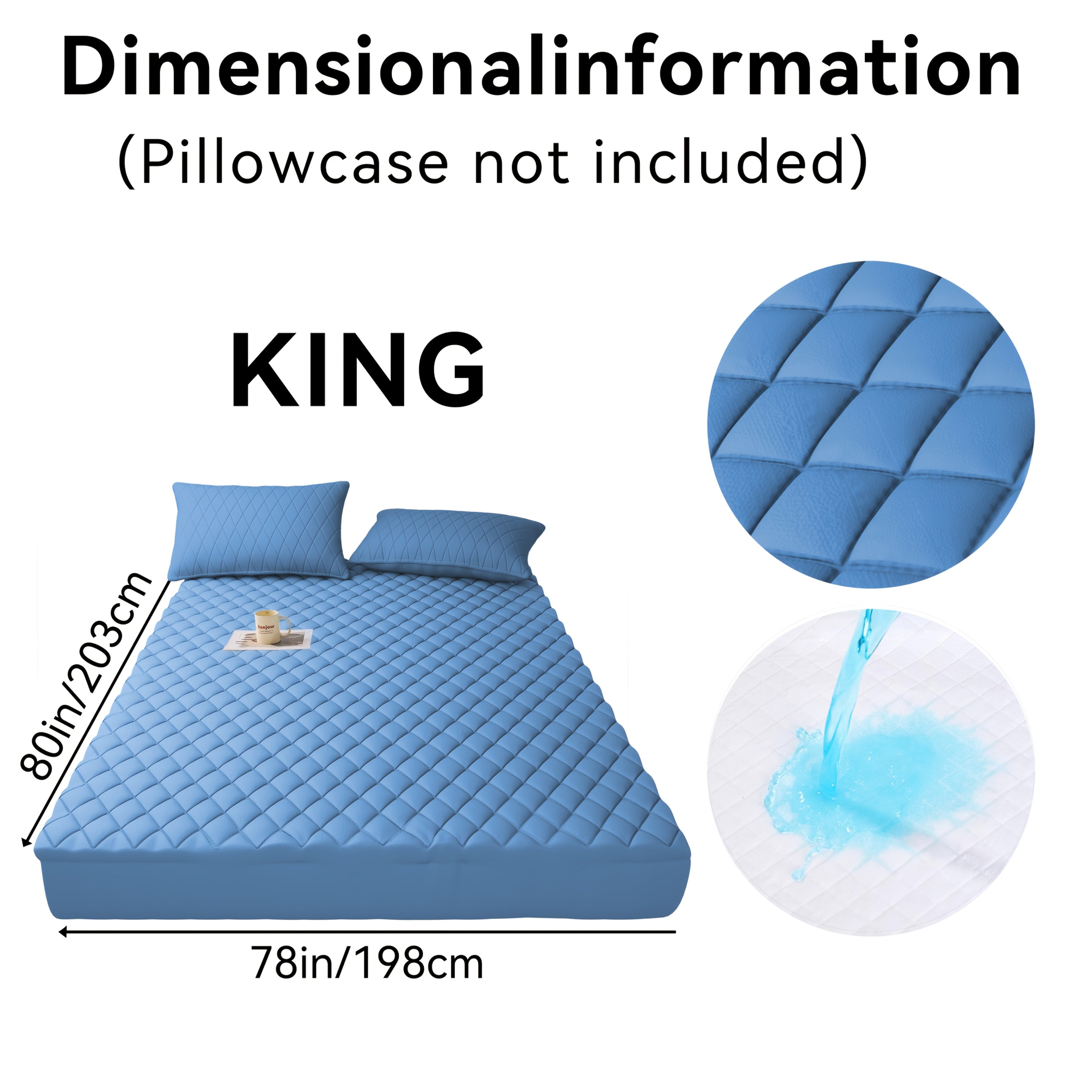 Waterproof Mattress Protector Quilted Thickened Comfortable Bedspread Layer with Deep Pocket Design, Warm Breathable Bedding for Bedroom Guest Room Hotel, Great for Holiday Gifts Black Friday And...