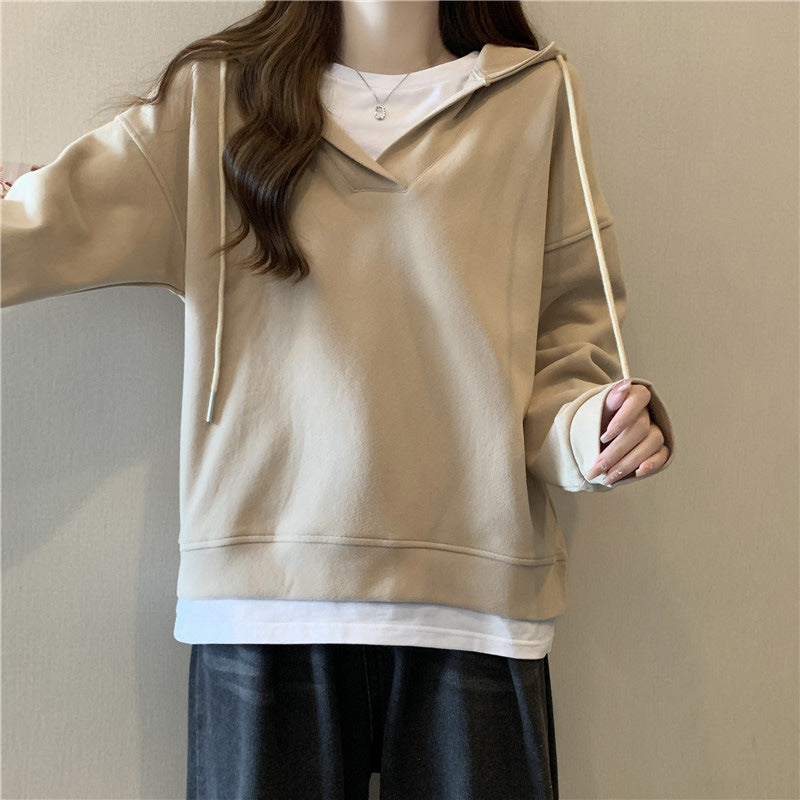 Chic Layered Fake Two-Piece Pullover Top