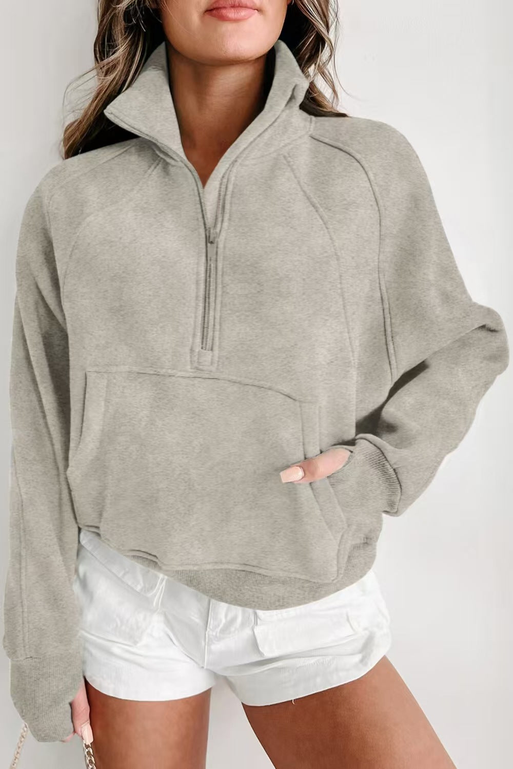 Casual Stand Collar Long Sleeve Loose Hoodie