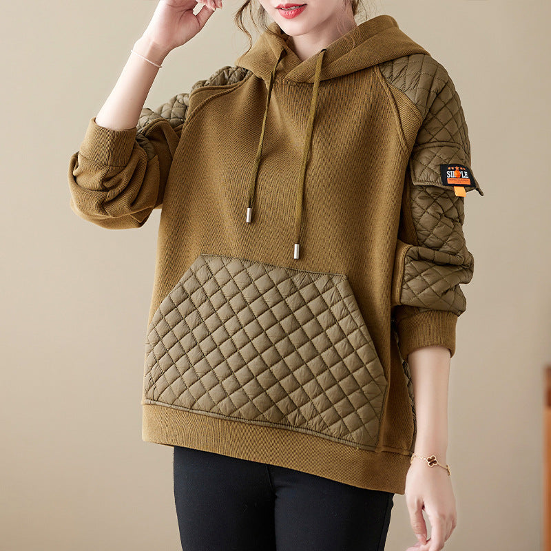 Cozy Quilted Hooded Pullover Winter Sweater