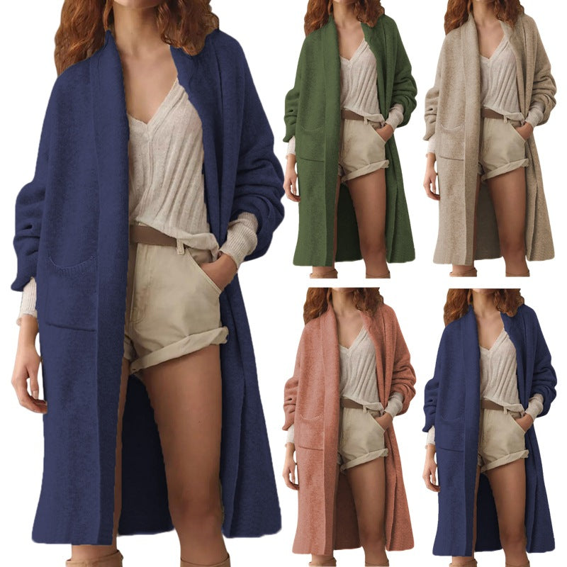 Loose-fitting Long Cardigan Oversized Pocketed Knit Sweater Coat