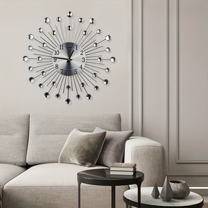 1pc Modern Minimalist Wall Clock with Celestial Design - Silent Non-Ticking, Sleek Black Iron Frame, Round Digital Display, Battery Operated (AA Not Included) for Home Decor, Bedroom, Living Room, Office