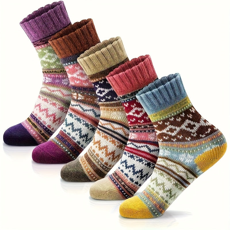 10 Pairs Thickened Soft Warm Women's Winter Knitted Casual Socks for Mountaineering, Skiing, and Christmas Gift Outdoor Socks
