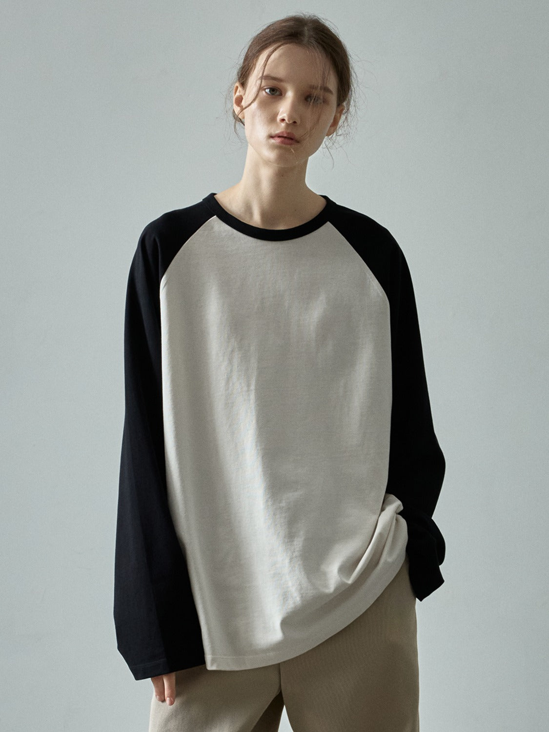 Color Block Raglan Long Sleeve Casual Pullover Sweatshirt