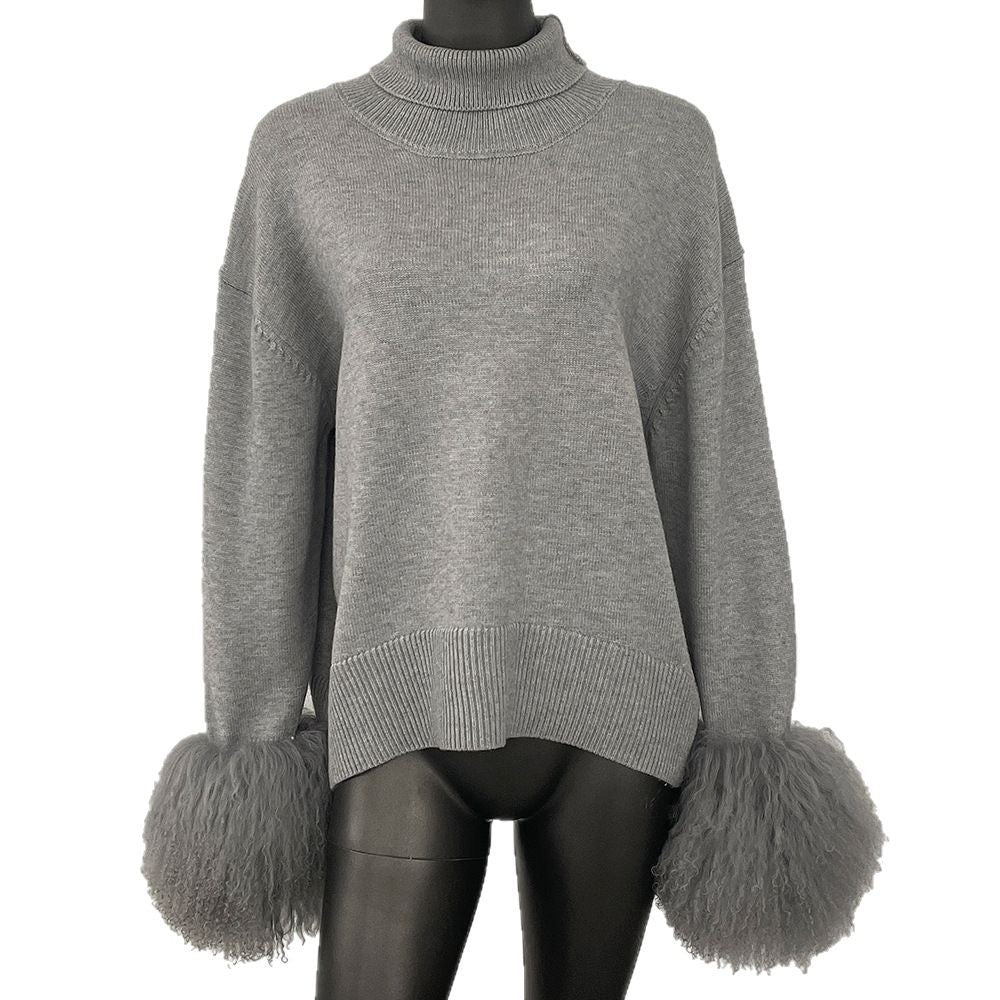 Loose-fitting Turtleneck Pullover Knit Sweater for Women