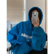 Cozy Loose Grey Hooded Sweatshirt for Women