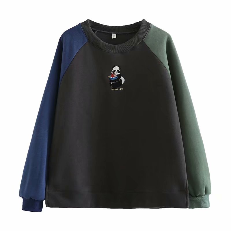 Cozy Colorblock Raglan Plush Sweater for Women