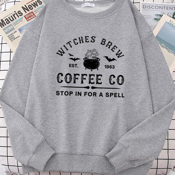 Witches Make Coffee Cute Letter Print Hip Hop Hoodie