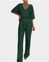 Chic V-Neck Casual Mid-Length Dress with Belt