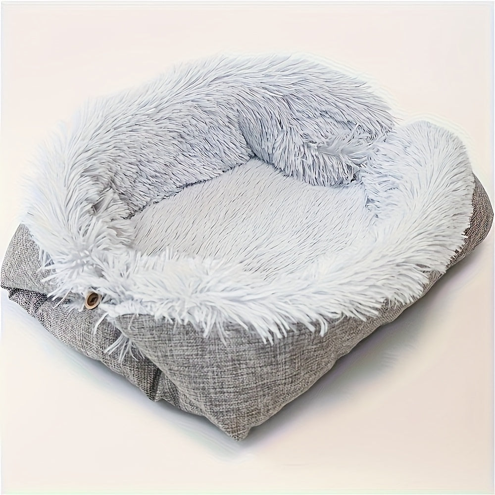 Dual-Use Cat & Dog Bed - Plush Soft Cushioned Nest With Plush Lining, All-Season Cozy Pet Bed For Indoor/Outdoor Use, Space-Saving Design, Easy-Clean Polyester Bedding For Cats, Small Dogs, Kittens...