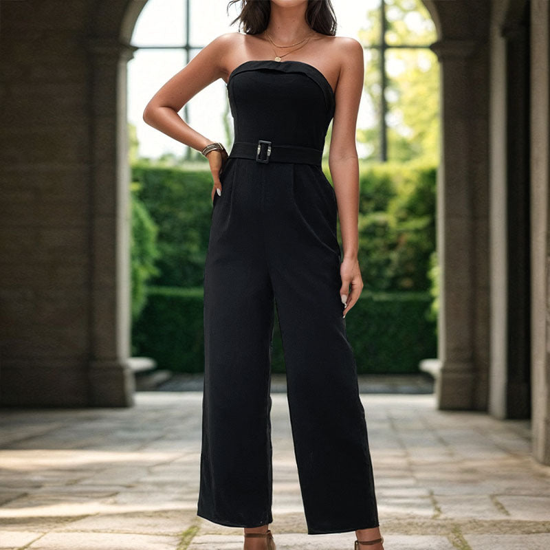 Sleeveless Tube Top Straight-Leg Jumpsuit