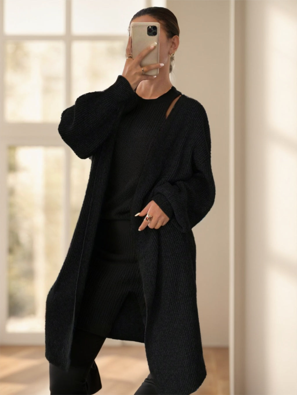 Women's Casual Solid Color Long Cardigan