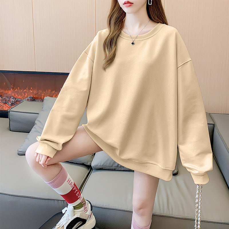 Women's Plus Size Solid Round Neck Loose Sweater