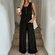Women's Casual Solid Pocket Jumpsuit