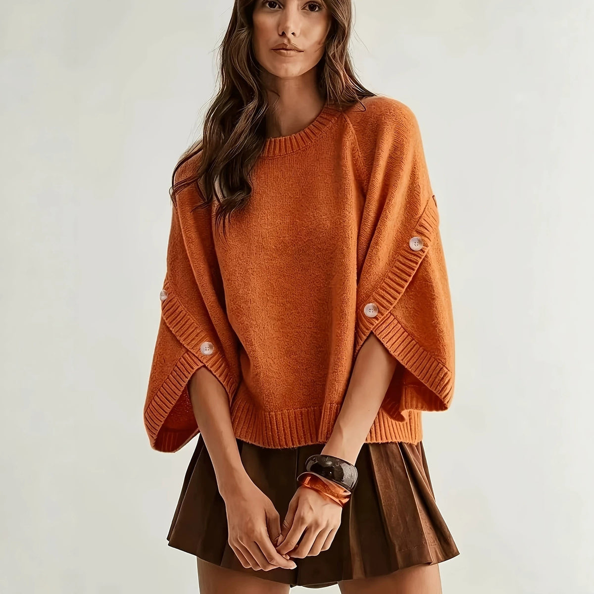 Womens New Fallwinter Crew-neck Versatile Casual and Comfortable Wool Top