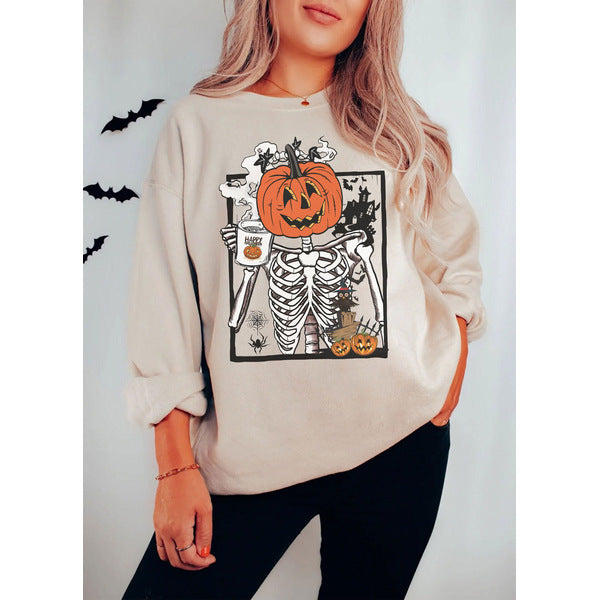 Women's Halloween Letter Print Pullover Hoodie
