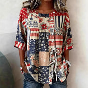Womens Summer New Style Casual Short-Sleeve Shirt With Tie-Detail Hem