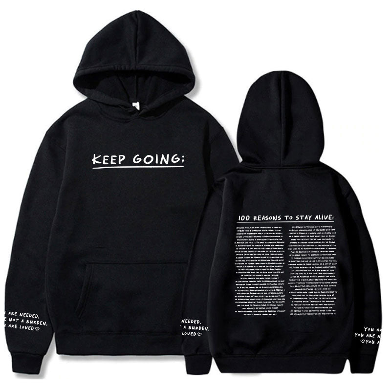 Cozy Fleece-Lined Letter Print Hoodie with Pockets