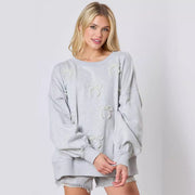 Chic Pearl Bow Long Sleeve Sweatshirt