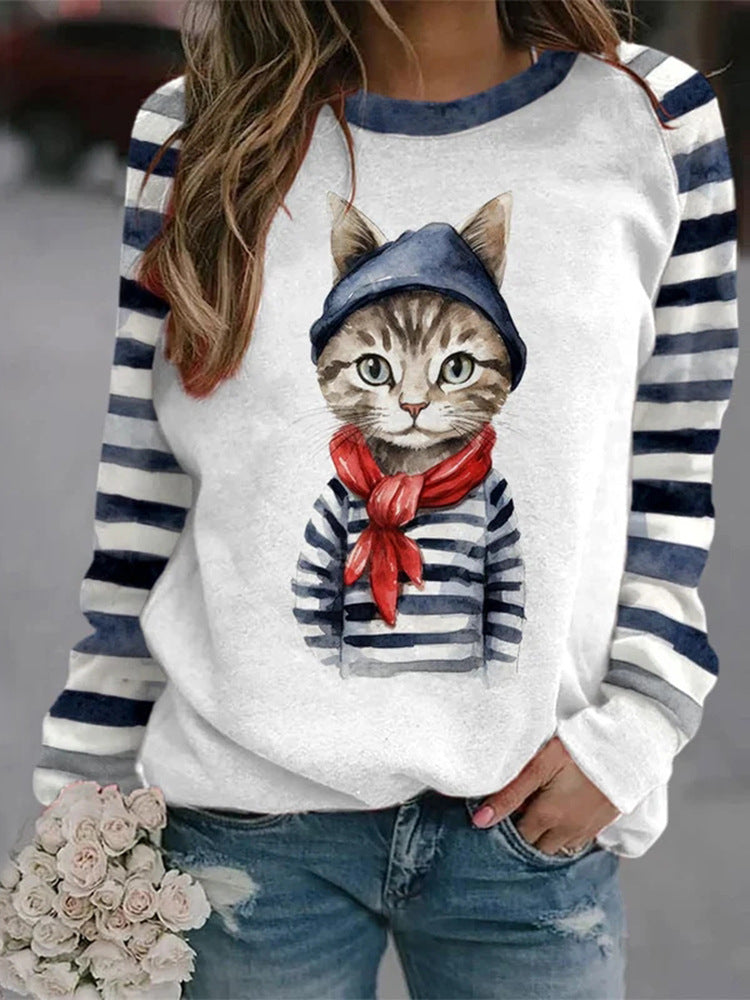 Women's Printed Crew Neck Sweatshirt